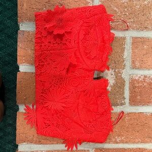 Red Floral Lace corset top